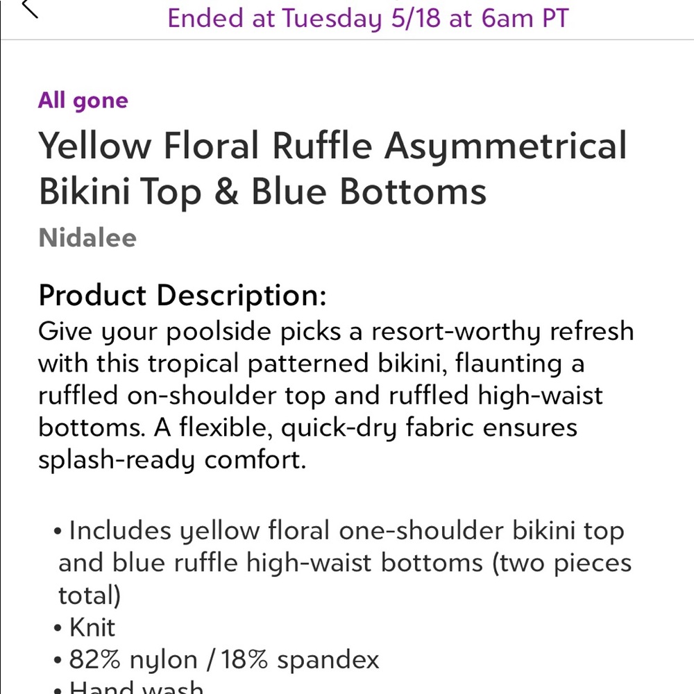 NWT Floral Ruffle Bikini - Picture 3 of 4